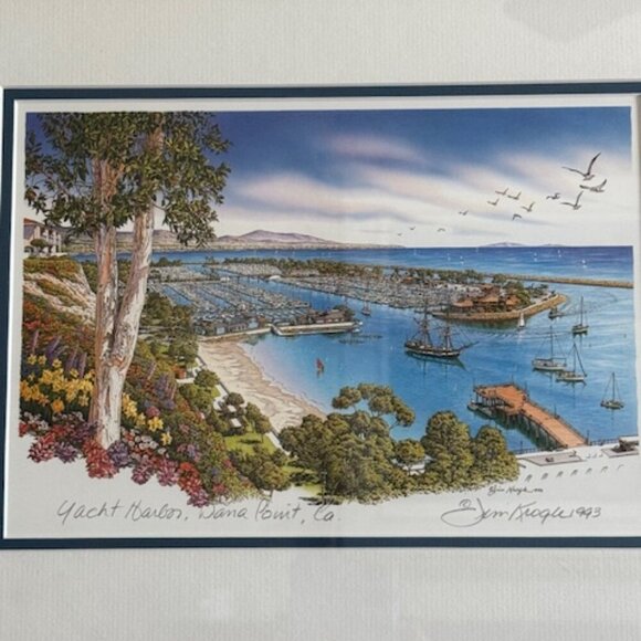 DANA POINT YACHT HARBOR FINE ART FRAMED PRINT BY ARTIST JIM KROGLE AND SIGNED - Picture 4 of 7